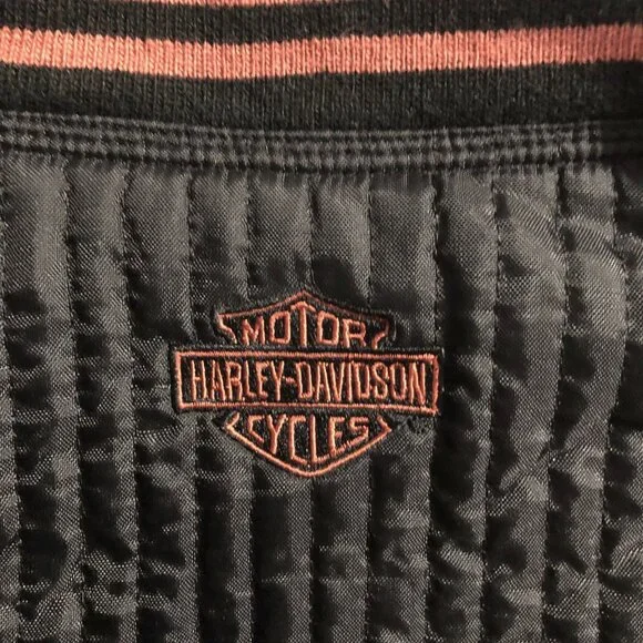Vtg Harley Davidson Jacket Unisex XL Black Insulated Quilted Reversible Bomber